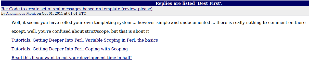 PerlMonks review comment