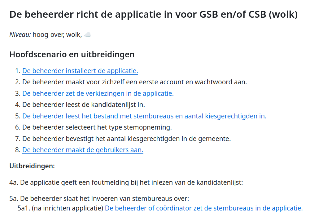 scereeenshot of a use case with a main success scenario and a few extentions